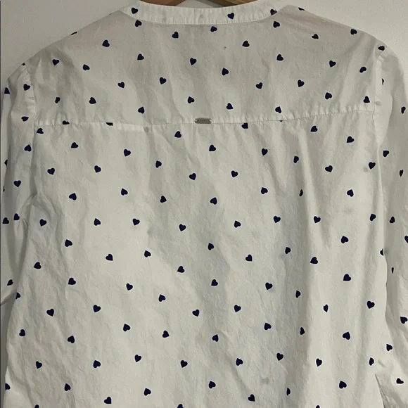 Esprit White Blouse with Navy Heart Accents - Picture 5 of 9